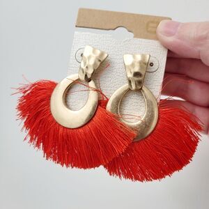 Brand New Red With Gold Earrings